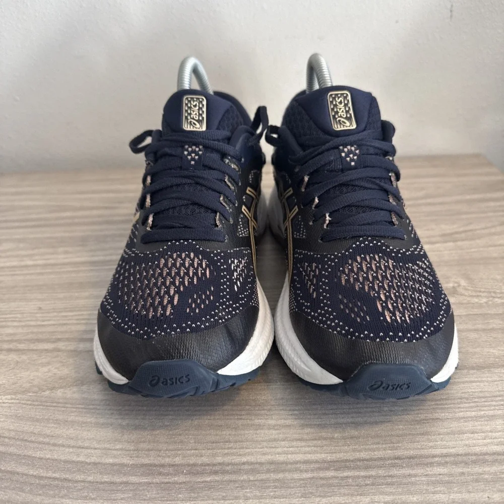 ASICS Gel Kayano 26 Flyte Foam Running Train Gym Shoes Navy/Gold Women's Sz 8